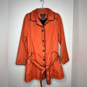 DENNIS BY DENNIS BASSO Orange Women's belted Jacket/peacoat. Removable lining.